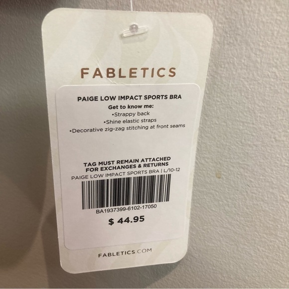FABLETICS Sz L Paige Low Impact Metallic Elastic Straps Comfort Band Sports Bra - Picture 3 of 8